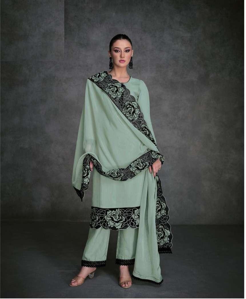 INDIAN DESIGNER FANCY WEDDING PARTY WEAR ORGANZA SILK STRAIGHT GREEN PAKISTANI SALWAR SUIT SY NAZIA 5462