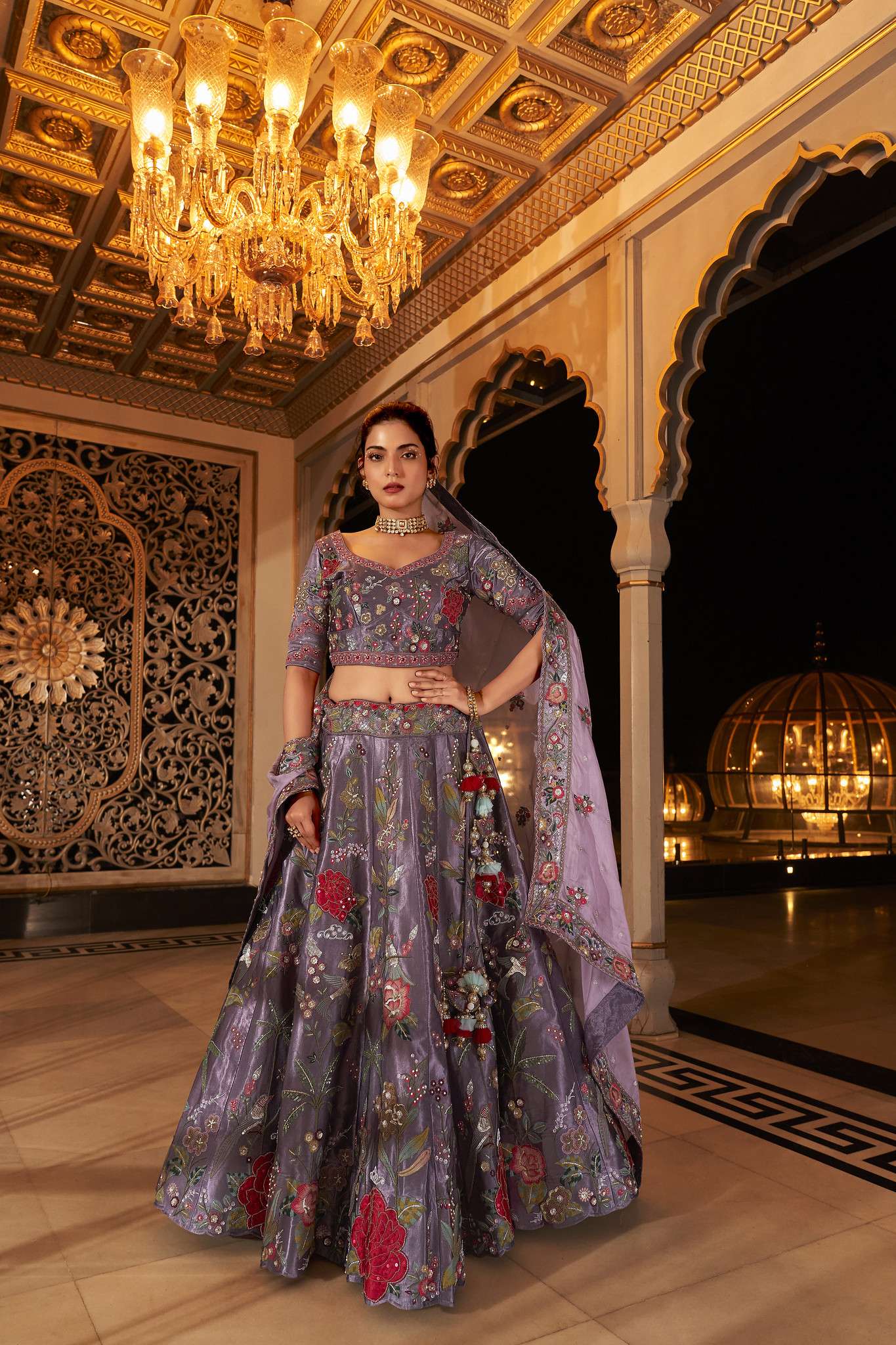 BOLLYWOOD DESIGNER TRENDY STYLISH FANCY WEDDING PARTY WEAR SATIN SILK PURPLE LEHENGA CHOLI SM STREE 4274