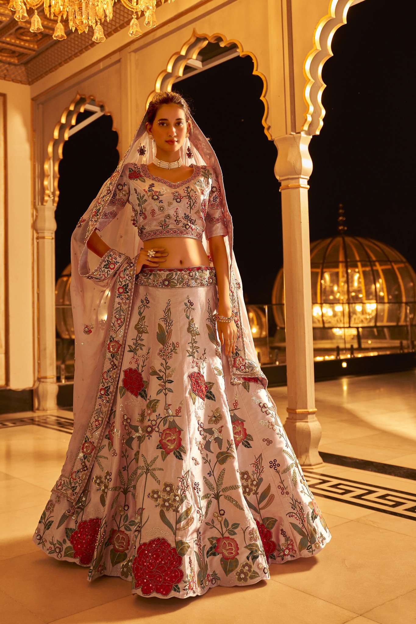 BOLLYWOOD DESIGNER TRENDY STYLISH FANCY WEDDING PARTY WEAR SATIN SILK OFF WHITE LEHENGA CHOLI SM STREE 4274 A