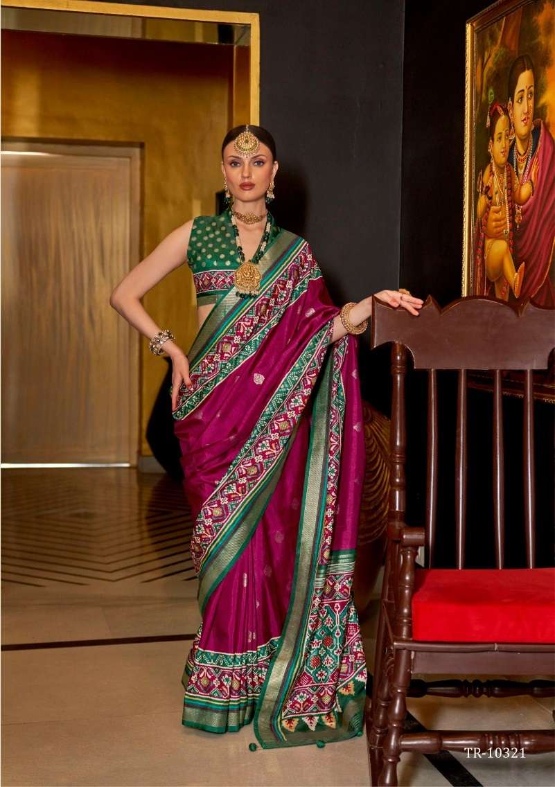 DESIGNER FANCY WEDDING PARTY WEAR INDIAN DEEP PINK SILK SAREE COLLECTION SM TRRTH TULSIVAN 10321