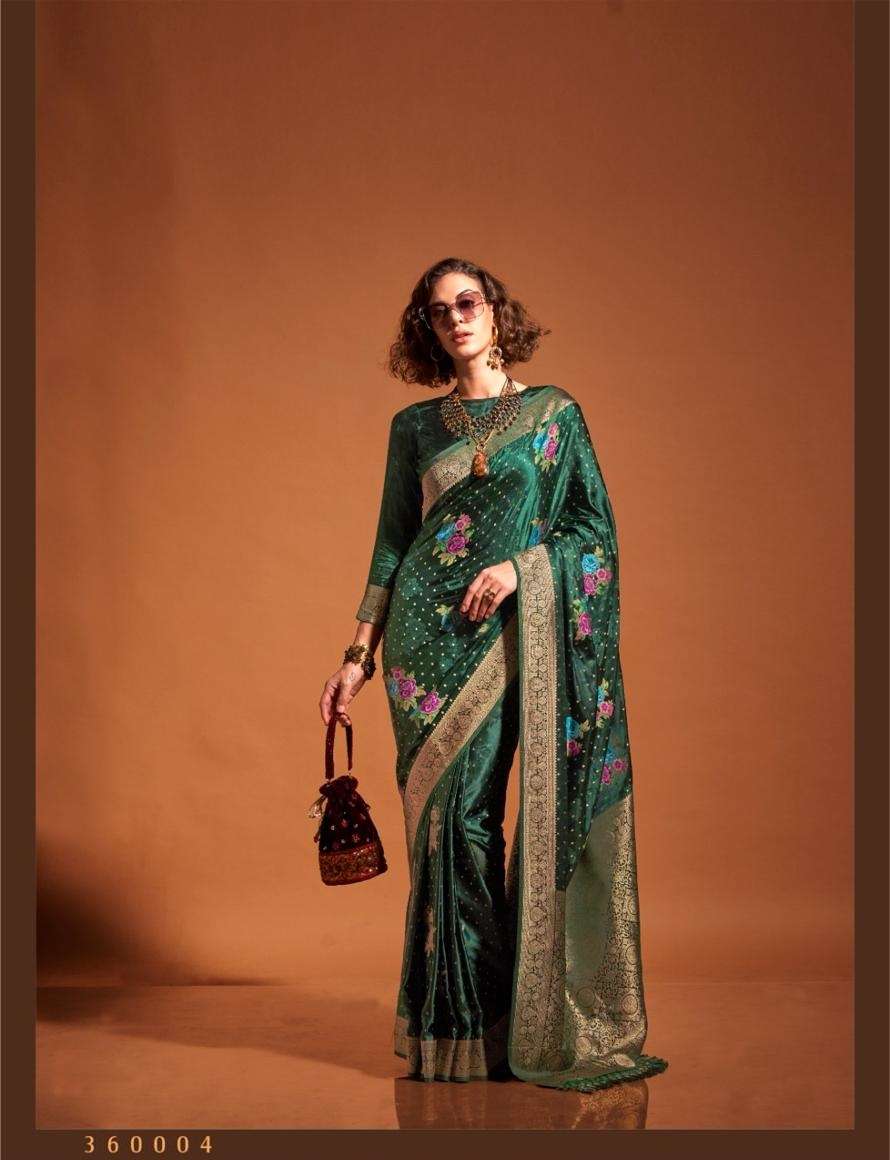 DESIGNER FANCY WEDDING PARTY WEAR INDIAN GREEN SILK SAREE COLLECTION SM RJT KHALISSI 360004