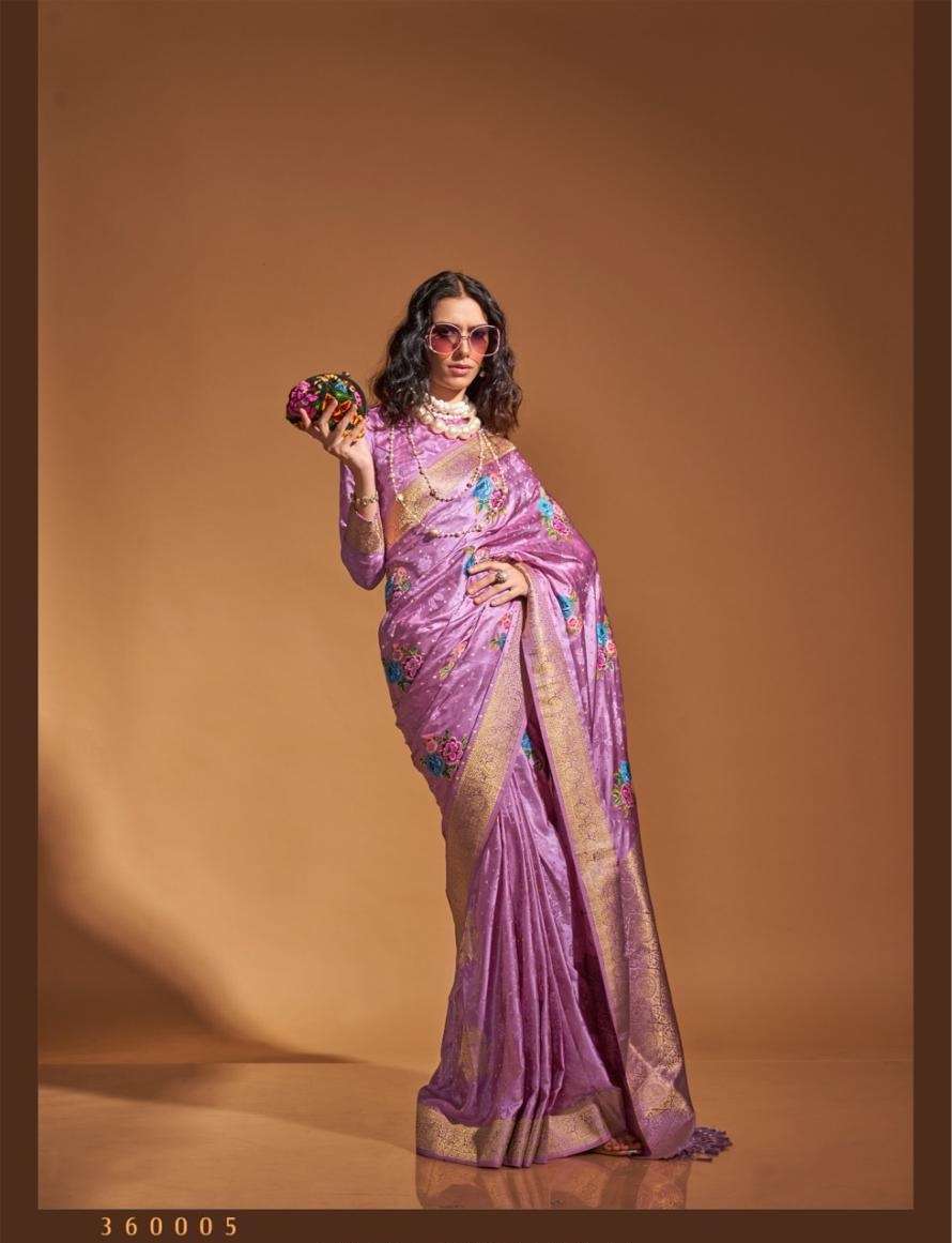 DESIGNER FANCY WEDDING PARTY WEAR INDIAN LAVENNDER SILK SAREE COLLECTION SM RJT KHALISSI 360005