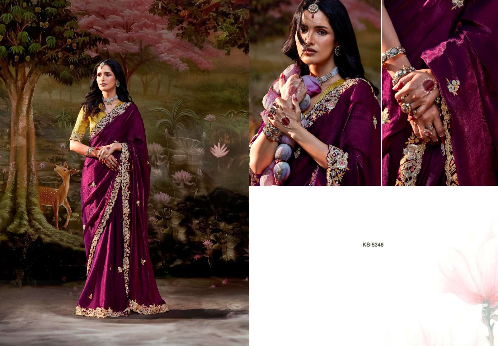 DESIGNER FANCY WEDDING PARTY WEAR INDIAN MAROON SAREE COLLECTION ORGANZA FABRIC SM KM KAJAL 5346