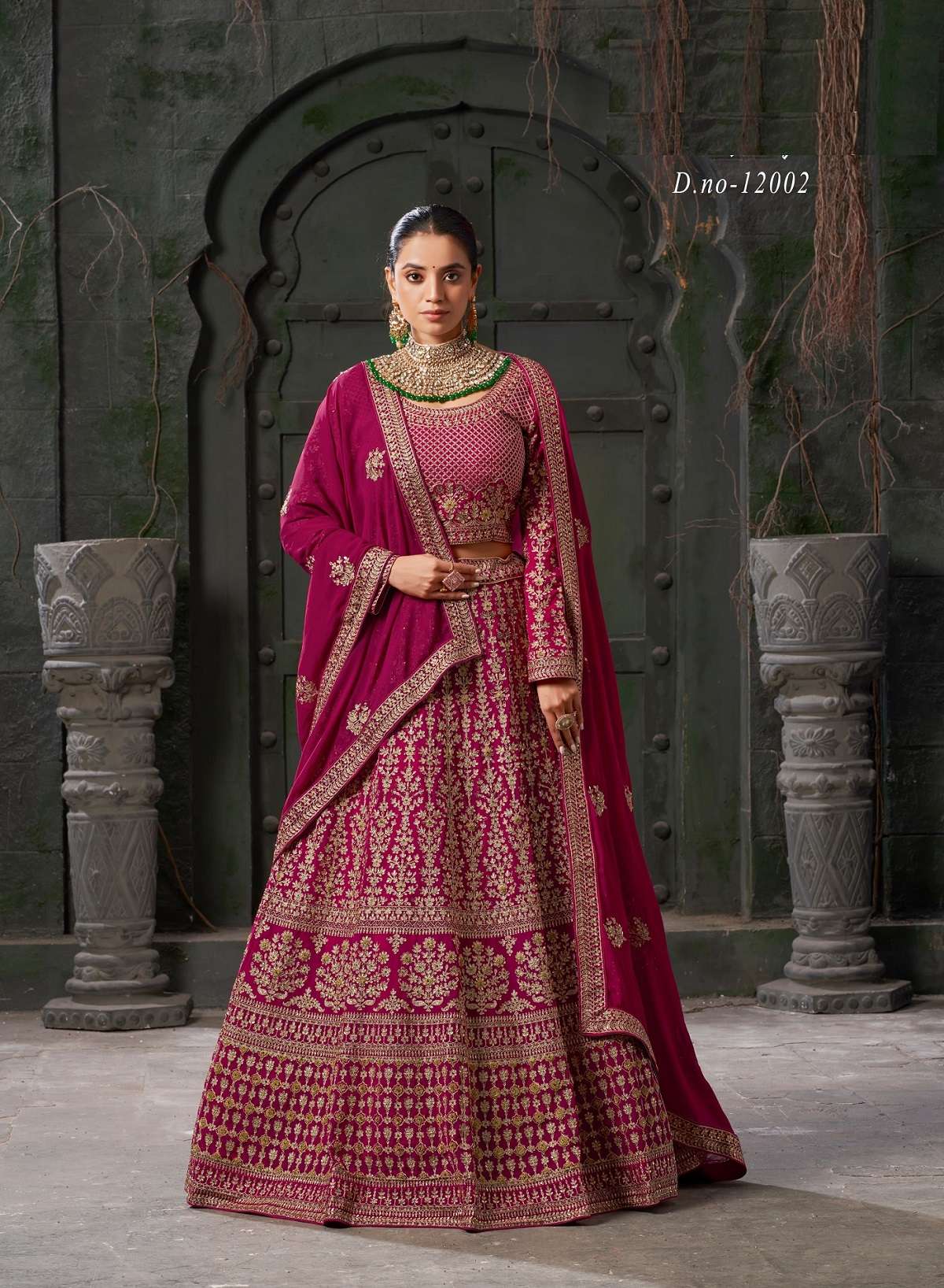 DESIGNER FANCY WEDDING PARTY WEAR INDIAN PINK GEORGETTE BRIDAL LEHENGA CHOLI WITH DUPATTA SM ANTSH 12002