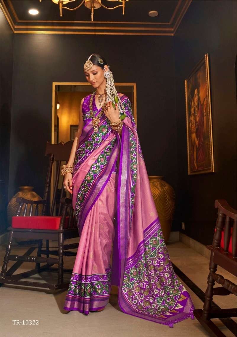 DESIGNER FANCY WEDDING PARTY WEAR INDIAN PINK SILK SAREE COLLECTION SM TRRTH TULSIVAN 10322