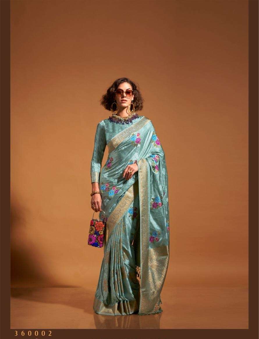 DESIGNER FANCY WEDDING PARTY WEAR INDIAN SKY BLUE SILK SAREE COLLECTION SM RJT KHALISSI 360002