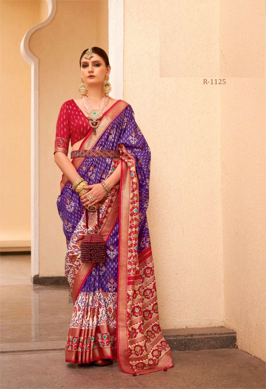 DESIGNER FANCY WEDDING PARTY WEAR MAGENTA INDIAN BLUE SILK SAREE COLLECTION SM RW SANKALP 1125