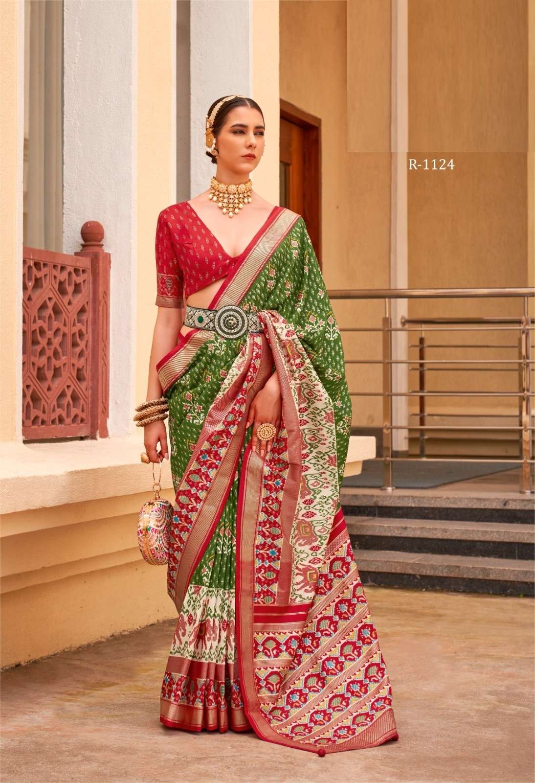 DESIGNER FANCY WEDDING PARTY WEAR MAGENTA INDIAN GREEN SILK SAREE COLLECTION SM RW SANKALP 1124