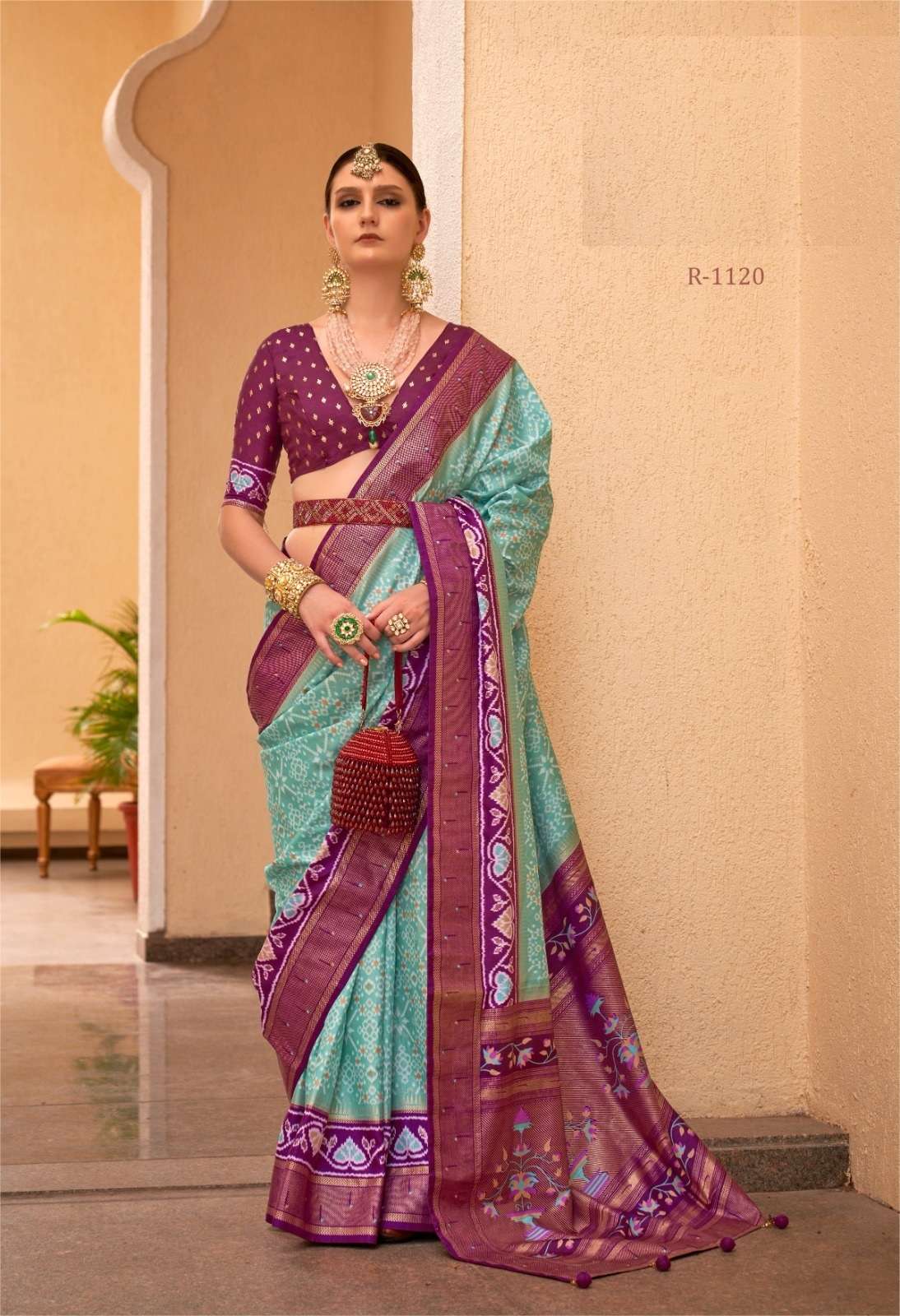 DESIGNER FANCY WEDDING PARTY WEAR MAGENTA INDIAN SKY BLUE SILK SAREE COLLECTION SM RW SANKALP 11120