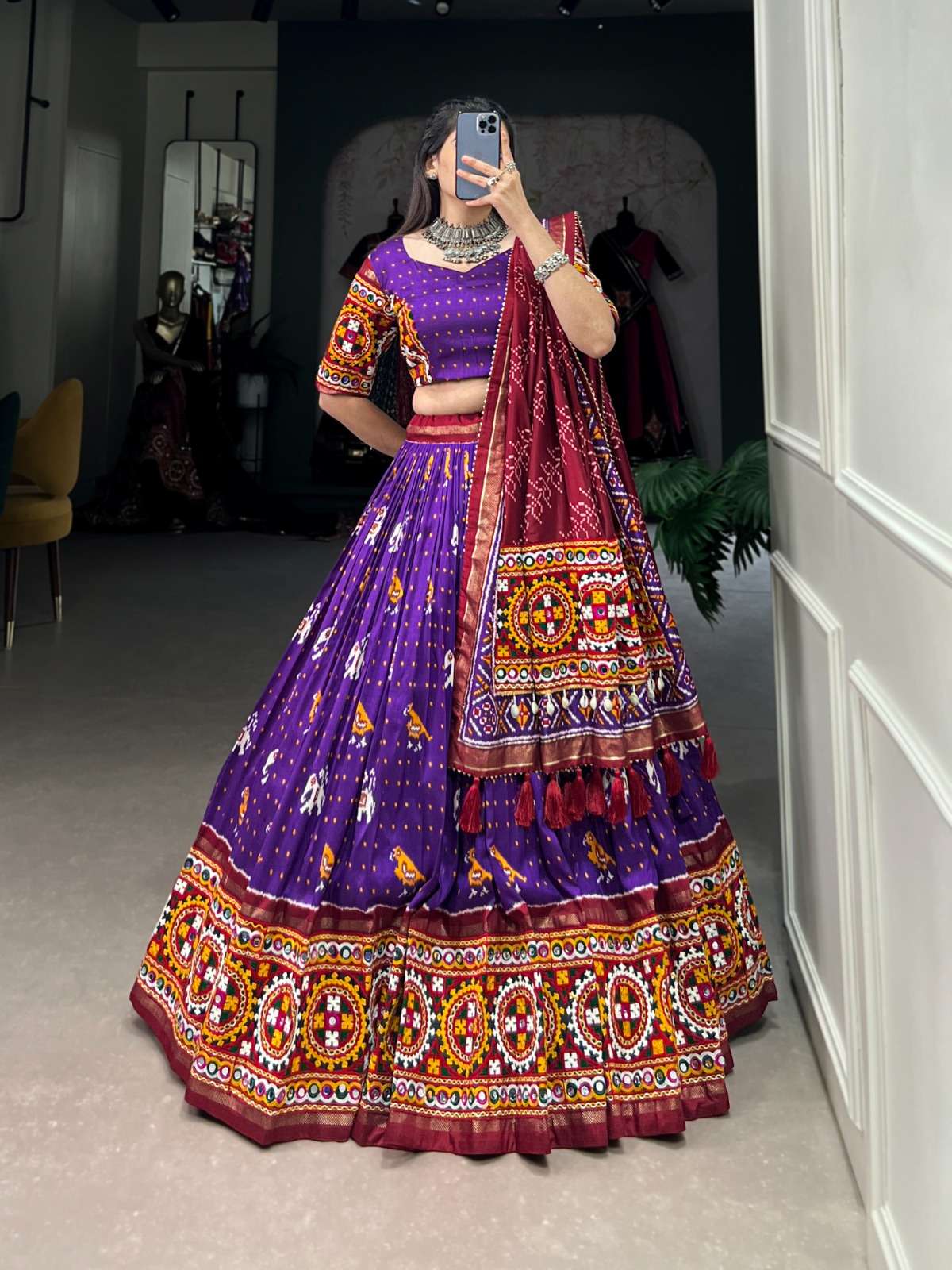 DESIGNER FANCY WEDDING PARTY WEAR PURPLE SILK LEHENGA CHOLI WITH DUPATTA FOR NAVRATRI PC 1716 B