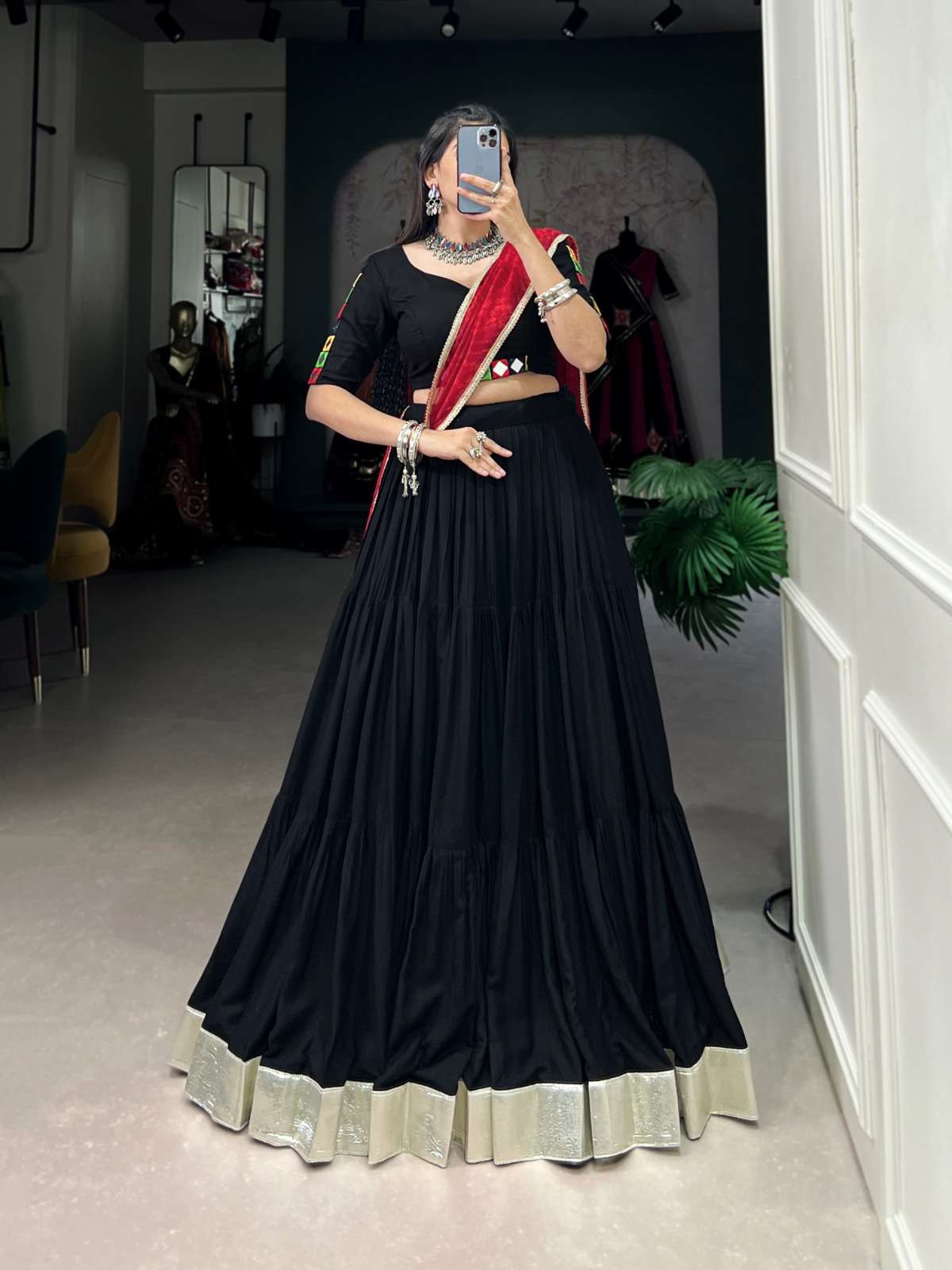 DESIGNER FANCY WEDDING PARTY WEAR RAYON BLACK LEHENGA CHOLI WITH DUPATTA FOR NAVRATRI WEAR PC 1659 A