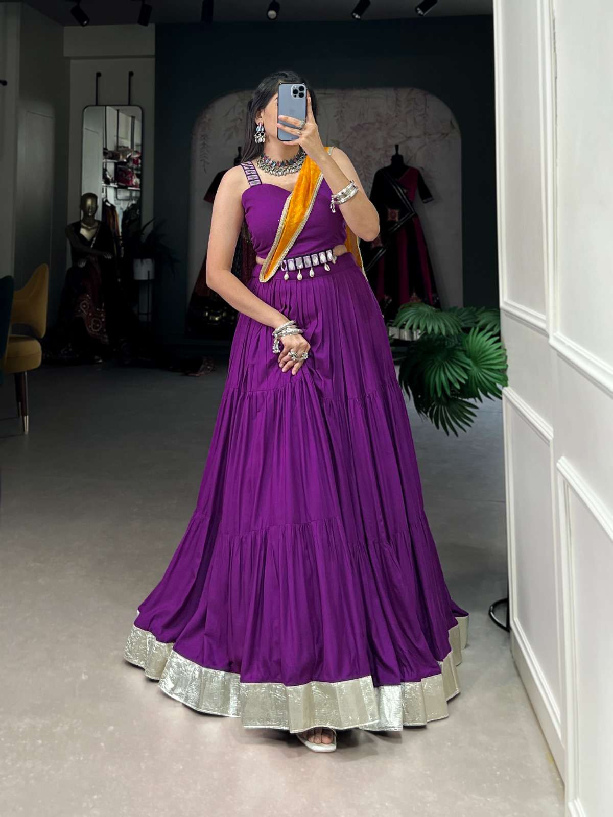 DESIGNER FANCY WEDDING PARTY WEAR RAYON PURPLE LEHENGA CHOLI WITH DUPATTA FOR NAVRATRI WEAR PC 1659 C