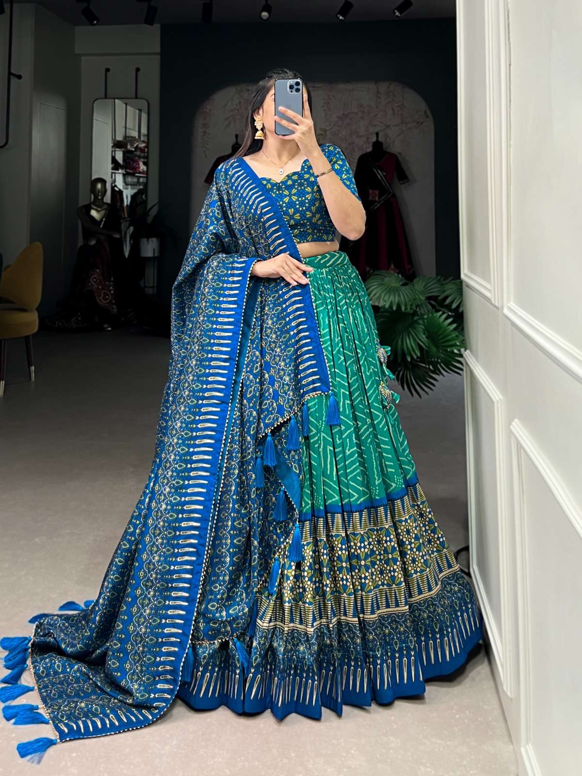 DESIGNER FANCY WEDDING PARTY WEAR RAYON SILK BLUE LEHENGA CHOLI WITH DUPATTA FOR NAVRATRI PC 1226 B