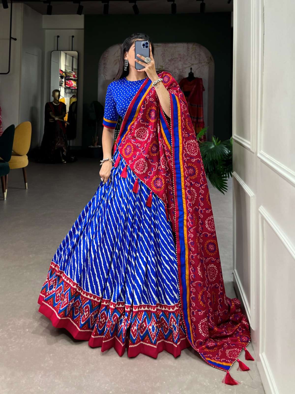 DESIGNER FANCY WEDDING PARTY WEAR RAYON SILK BLUE LEHENGA CHOLI WITH DUPATTA FOR NAVRATRI PC 1224 D