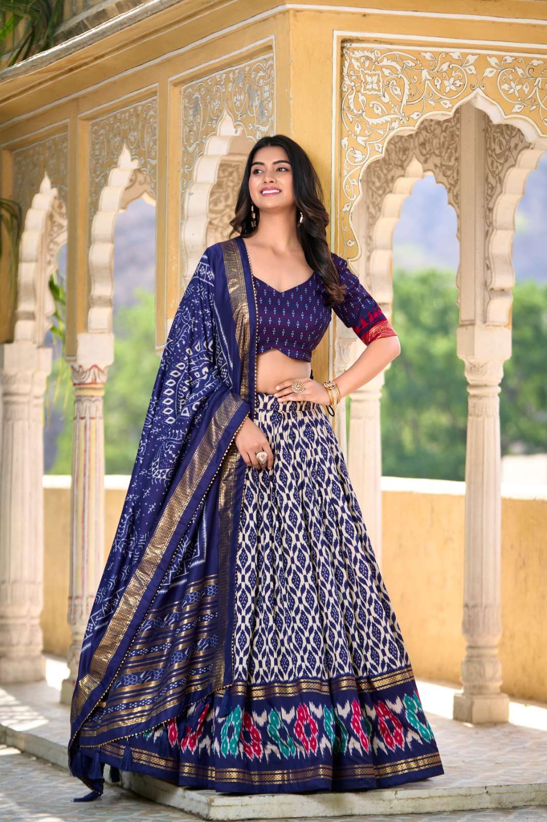 DESIGNER FANCY WEDDING PARTY WEAR RAYON SILK BLUE LEHENGA CHOLI WITH DUPATTA FOR NAVRATRI PC 1223 D