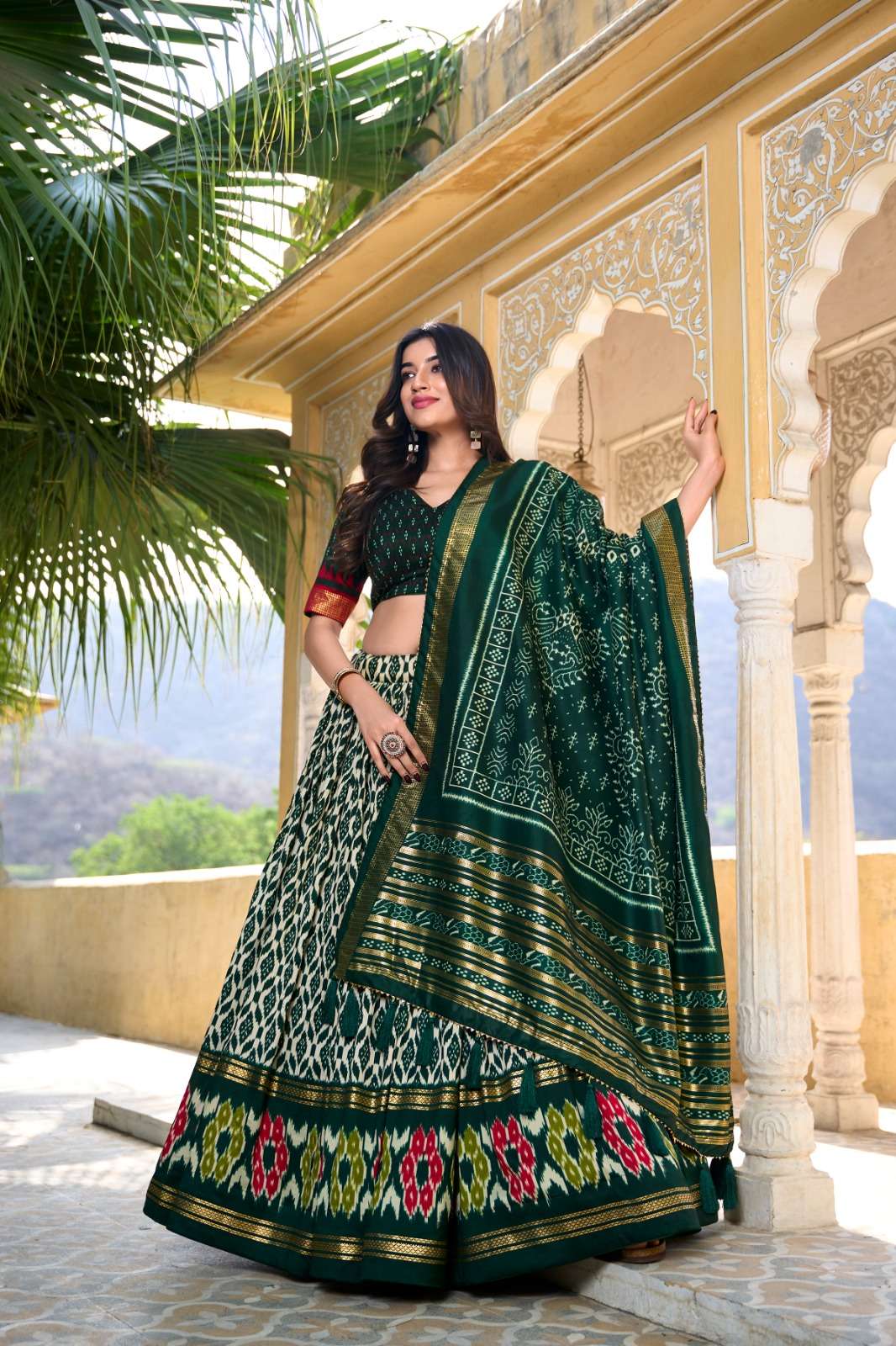 DESIGNER FANCY WEDDING PARTY WEAR RAYON SILK GREEN LEHENGA CHOLI WITH DUPATTA FOR NAVRATRI PC 1223 B