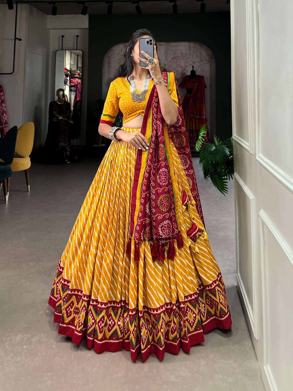 DESIGNER FANCY WEDDING PARTY WEAR RAYON SILK YELLOW LEHENGA CHOLI WITH DUPATTA FOR NAVRATRI PC 1224 B