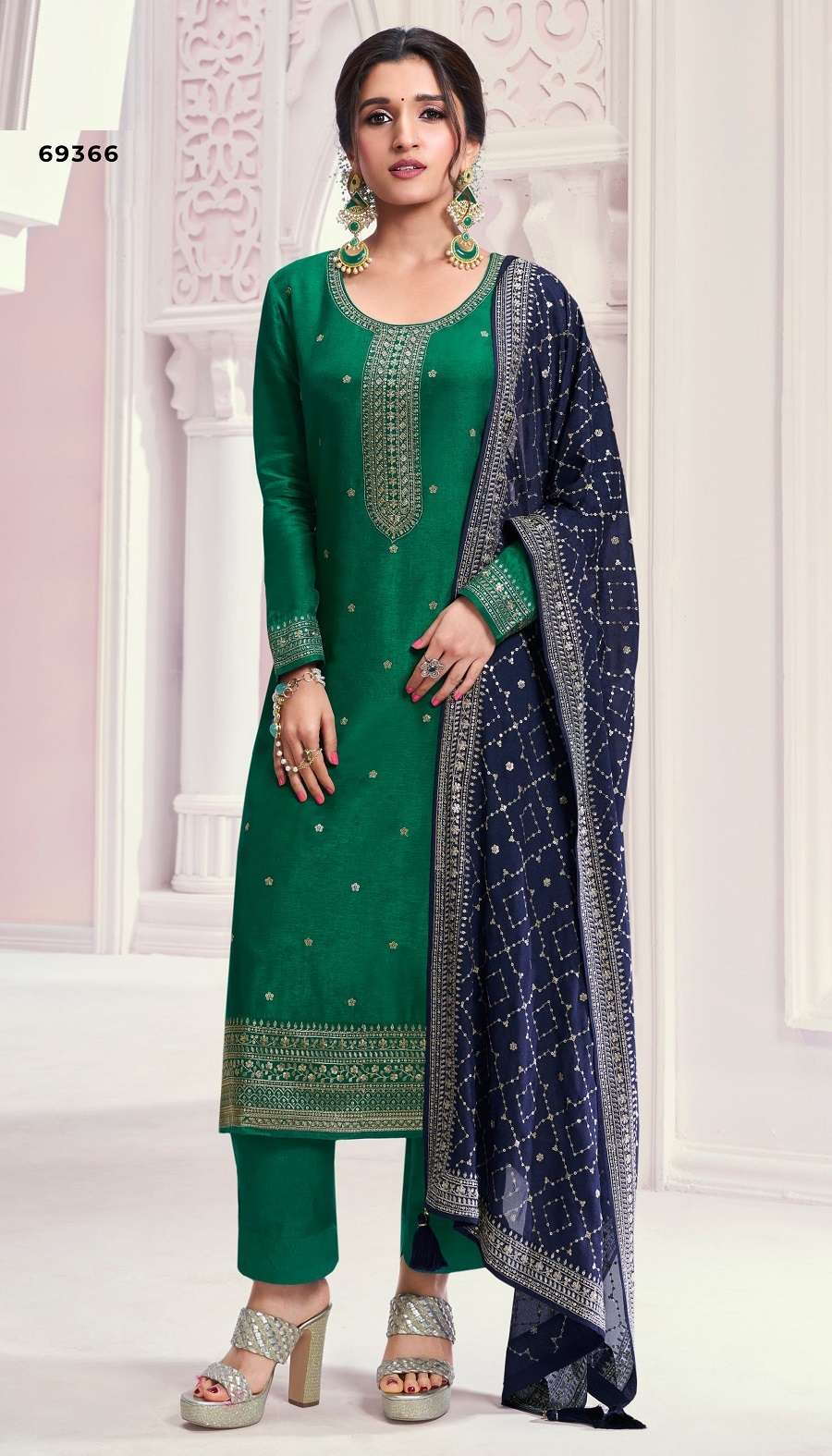 DESIGNER FANCY WEDDING PARTY WEAR SILK SHARARA SALWAR SUIT NMN VINAY SIYA 69366