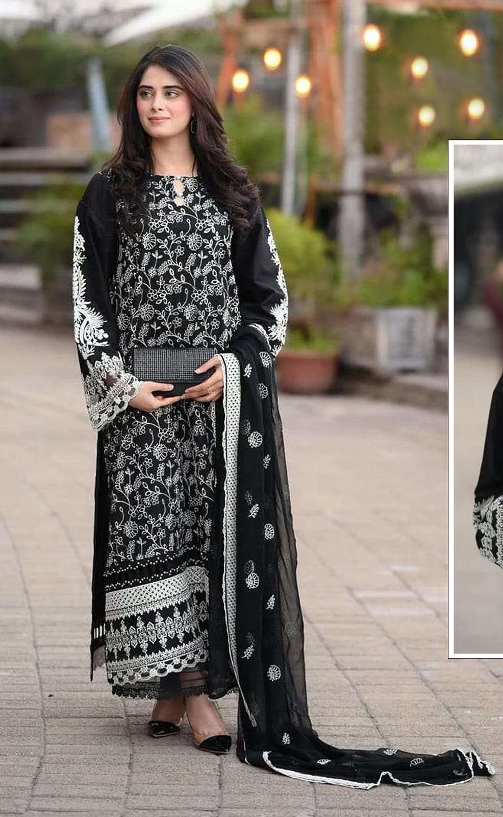 INDIAN DESIGNER FANCY WEDDING PARTY WEAR GEORGETTE BLACK PAKISTANI STRAIGHT SALWAR SUIT SRH 1110 A