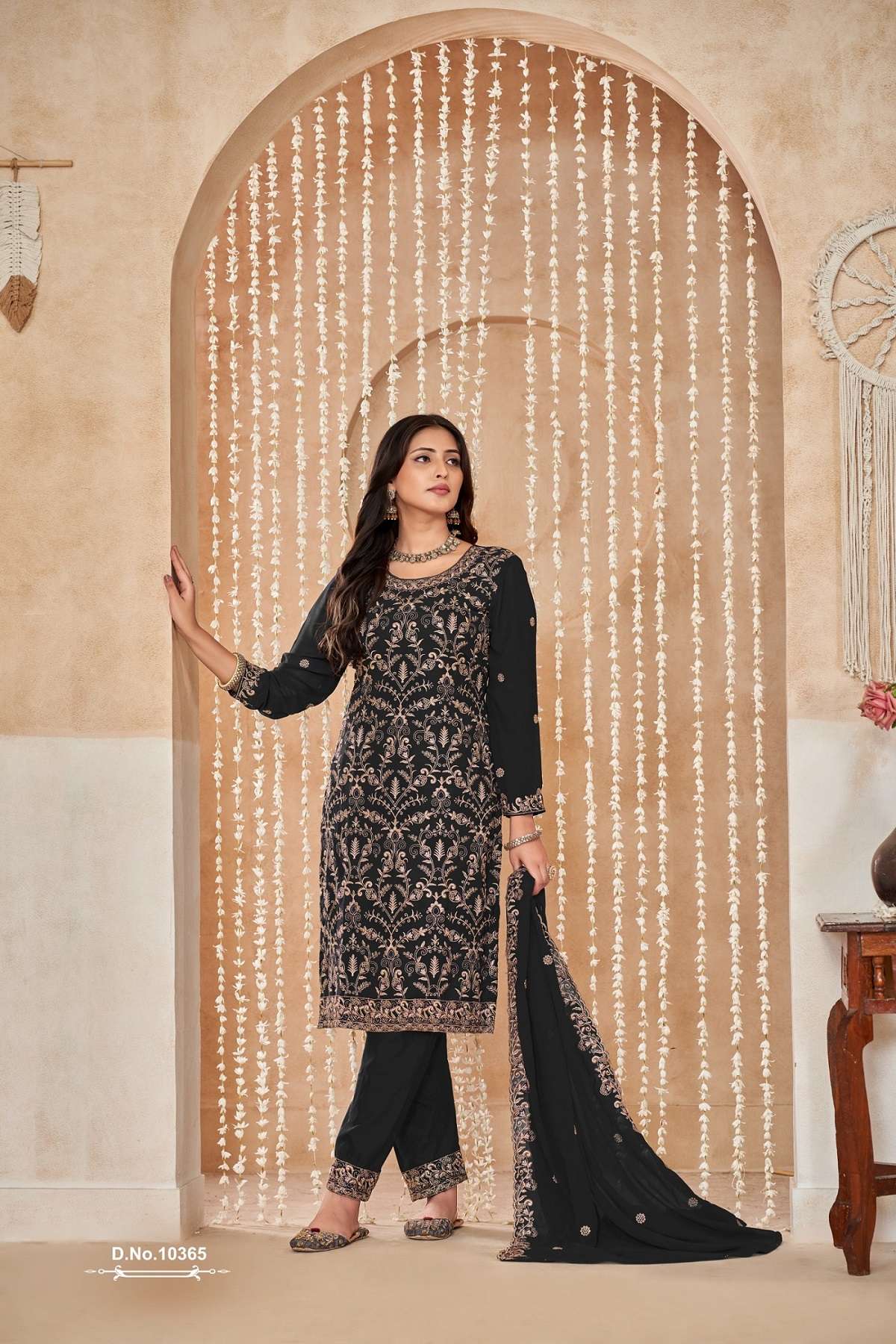 INDIAN DESIGNER FANCY WEDDING PARTY WEAR GEORGETTE BLACK PAKISTANI STRAIGHT SALWAR SUIT ANJB 1036