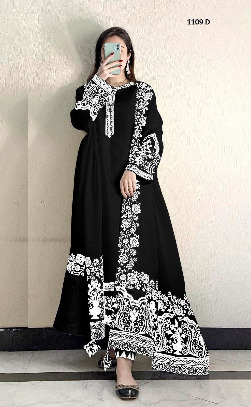 INDIAN DESIGNER FANCY WEDDING PARTY WEAR GEORGETTE BLACK PAKISTANI STRAIGHT SALWAR SUIT SRH 1109 D