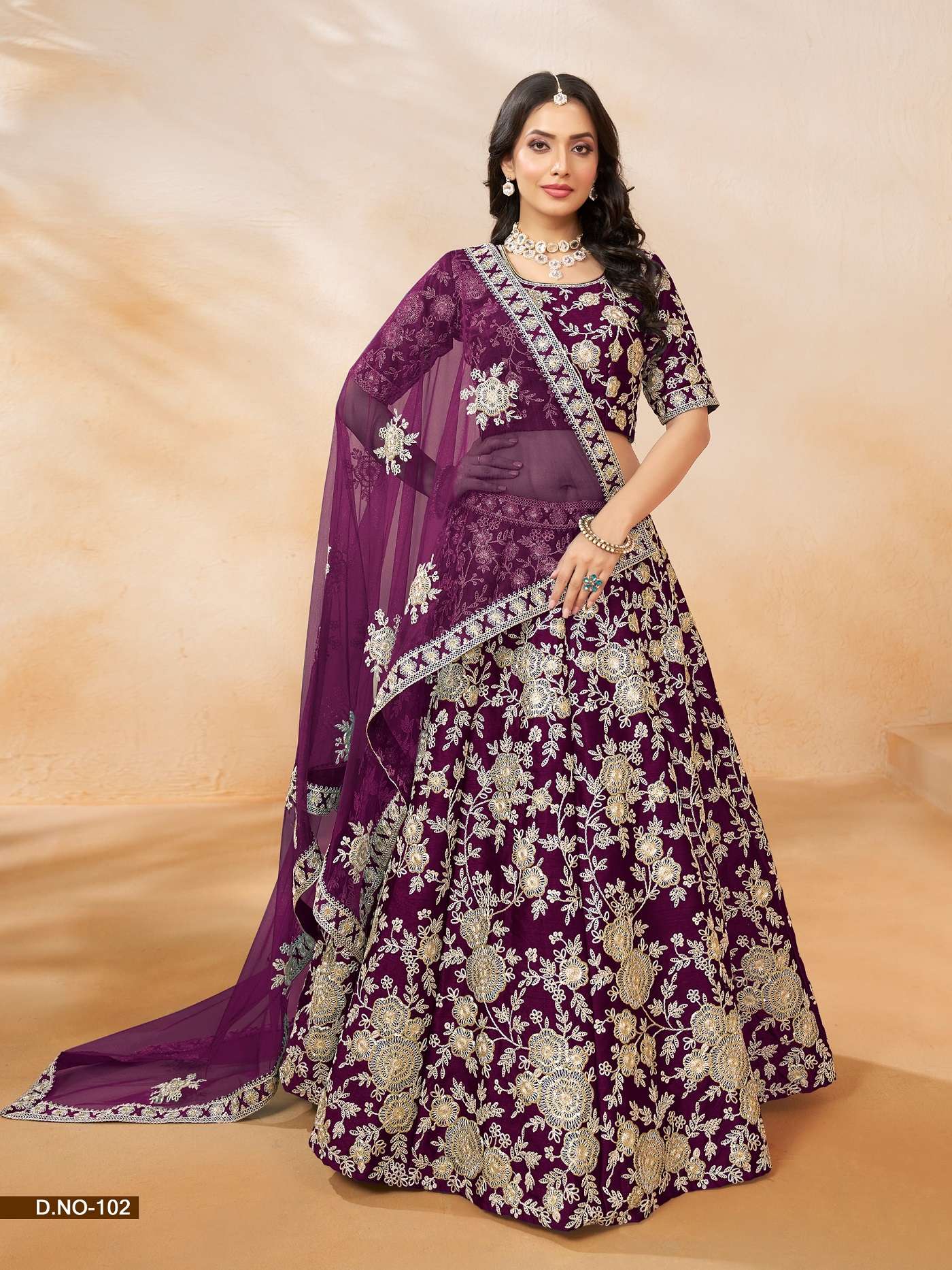 DESIGNER FANCY WEDDING PARTY WEAR INDIAN ART SILK WINE LEHENGA CHOLI WITH NET DUPATTA ANY MEHVISH 102