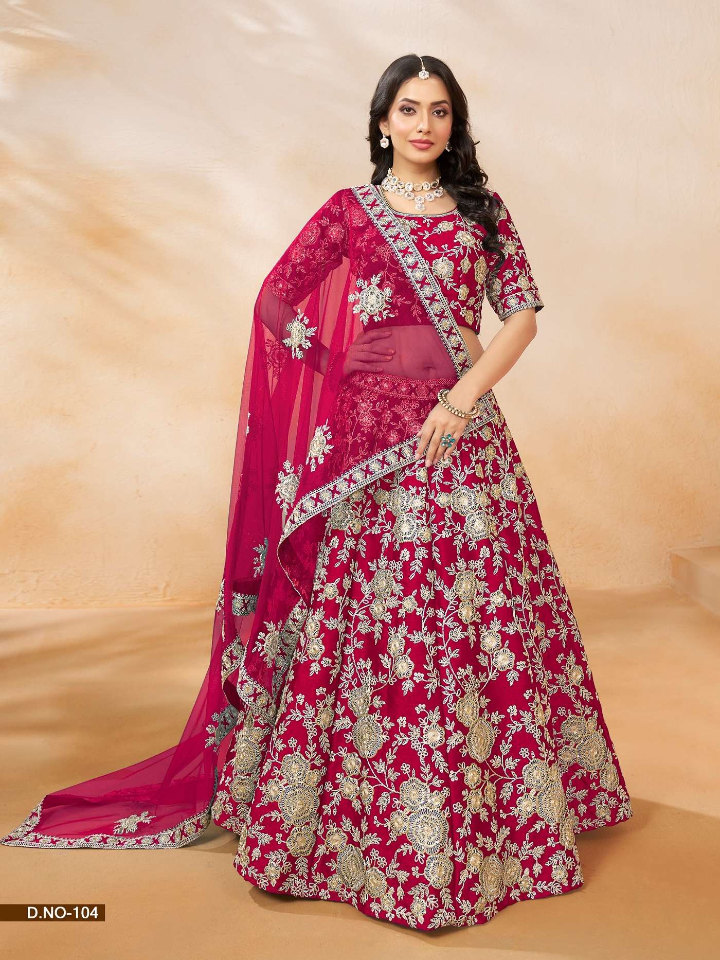 DESIGNER FANCY WEDDING PARTY WEAR INDIAN ART SILK PINK LEHENGA CHOLI WITH NET DUPATTA ANY MEHVISH 104