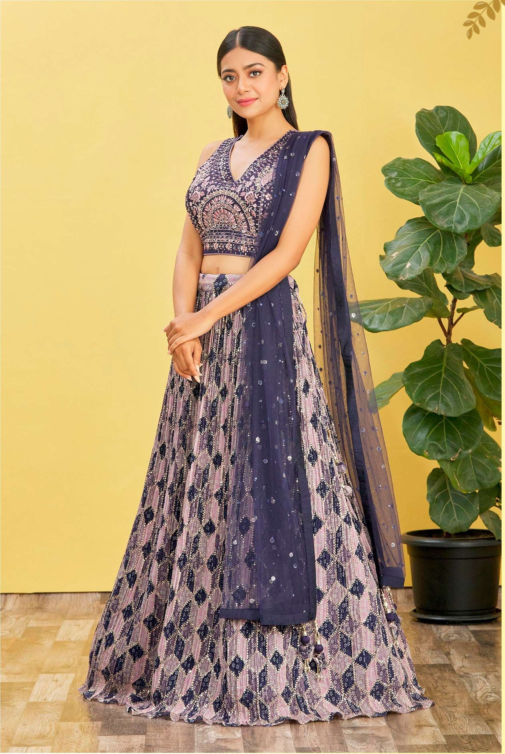 DESIGNER FANCY WEDDING PARTY WEAR INDIAN BLUE ORGANZA LEHENGA CHOLI WITH DUPATTA ZC MANDAKINI 113