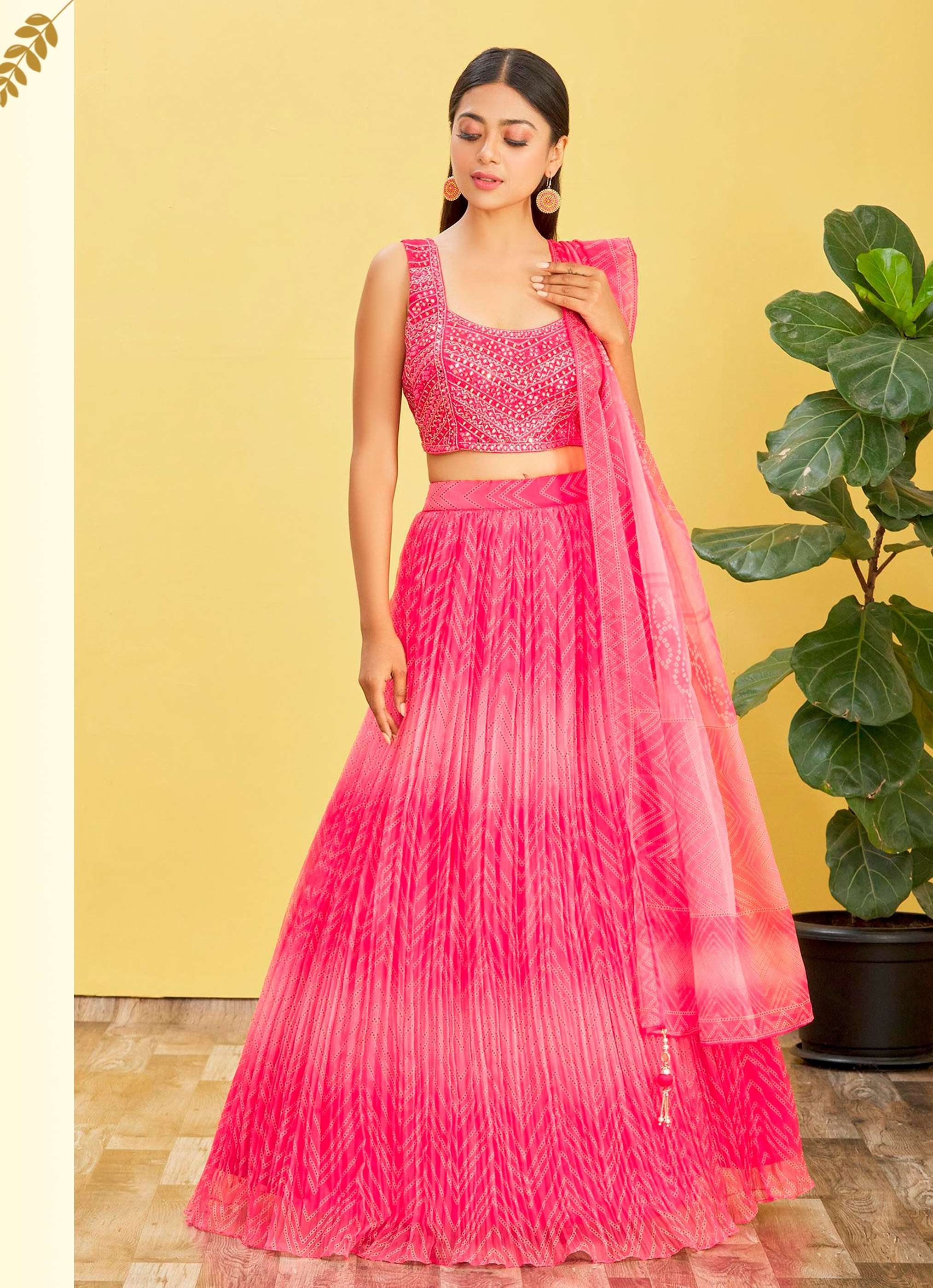 DESIGNER FANCY WEDDING PARTY WEAR INDIAN PINK ORGANZA LEHENGA CHOLI WITH DUPATTA ZC MANDAKINI 120