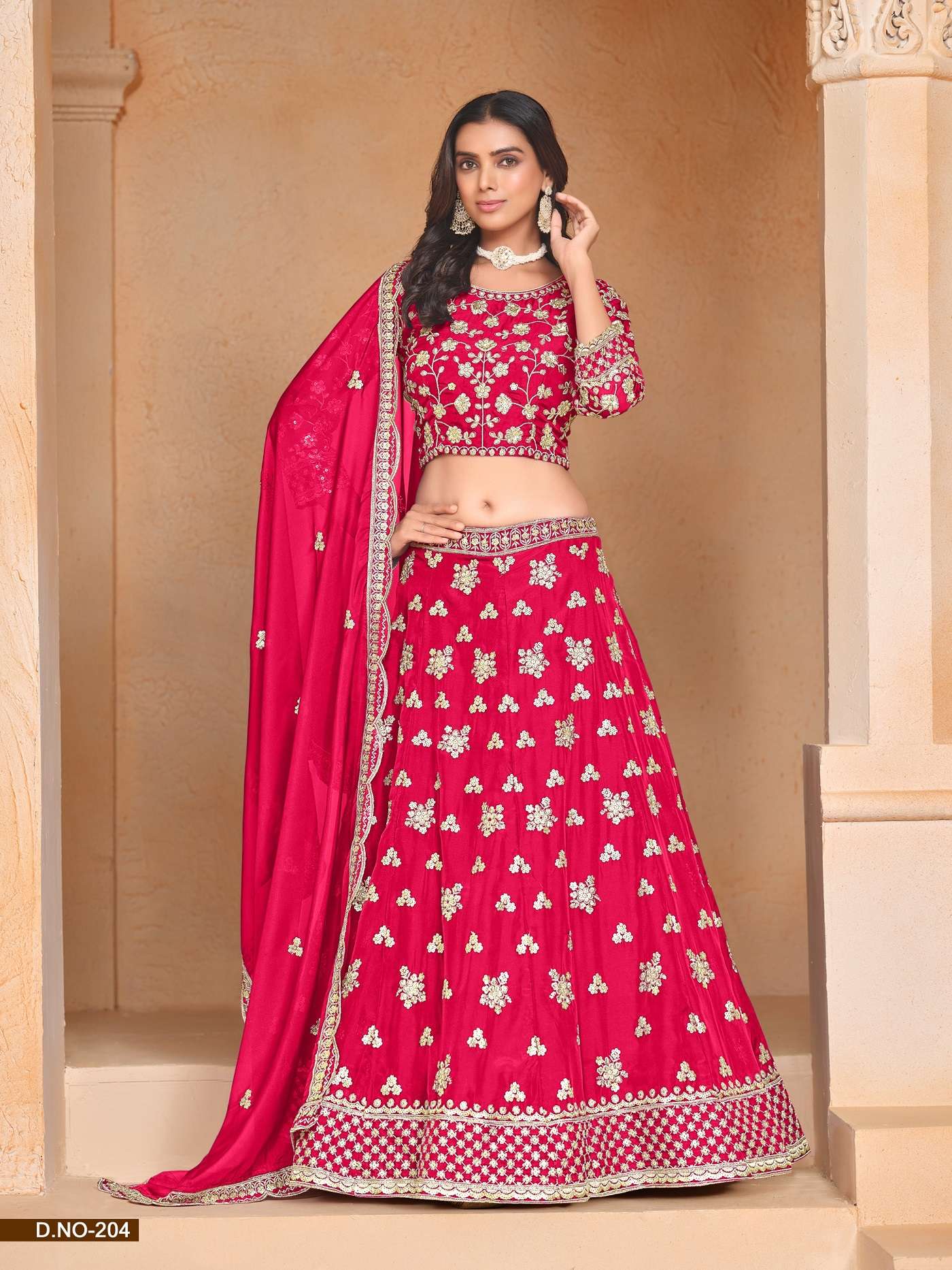 DESIGNER FANCY WEDDING PARTY WEAR INDIAN PINK ORGANZA LEHENGA CHOLI WITH NET DUPATTA ANY MEHVISH 204