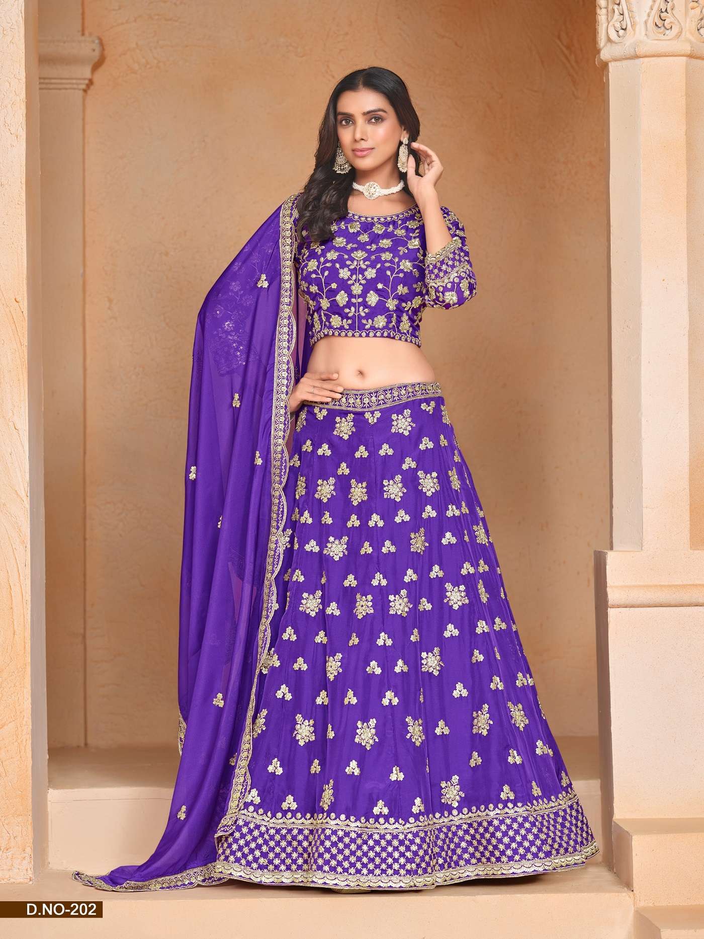 DESIGNER FANCY WEDDING PARTY WEAR INDIAN PURPLE ORGANZA LEHENGA CHOLI WITH NET DUPATTA ANY MEHVISH 202