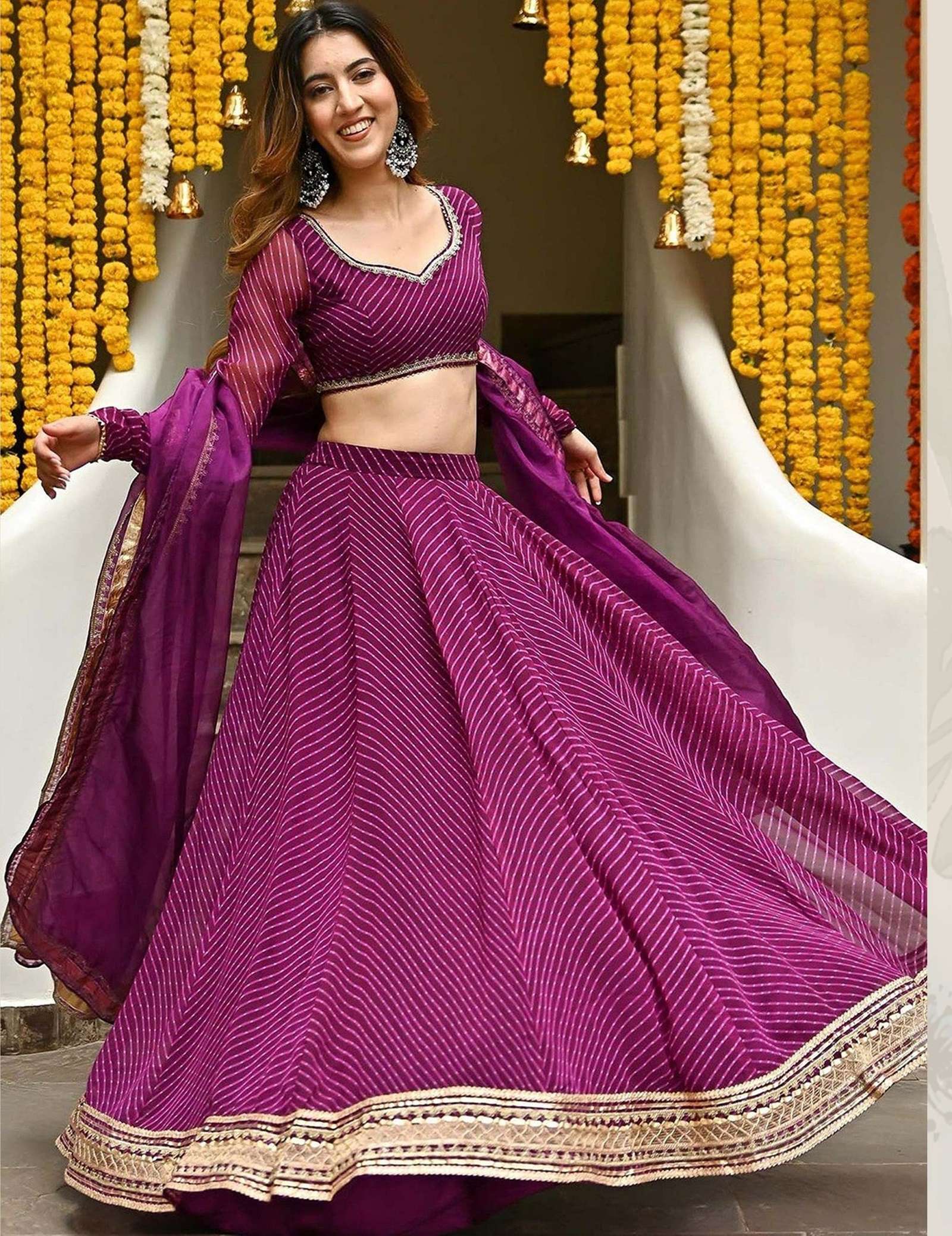 DESIGNER FANCY WEDDING PARTY WEAR PURPLE GEORGETTE LEHENGA CHOLI WITH DUPATTA ZC 15049 D