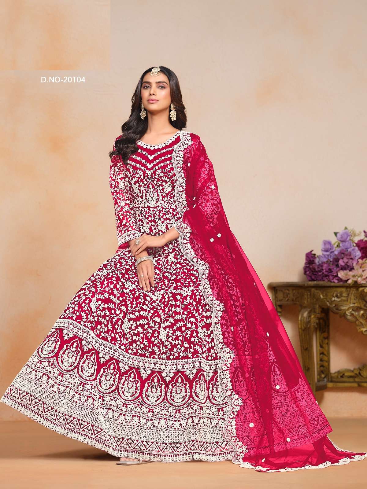 DESIGNER WEDDING PARTY WEAR HEAVY NET PINK ANARKALI SALWAR SUIT GOWN ANY 20104