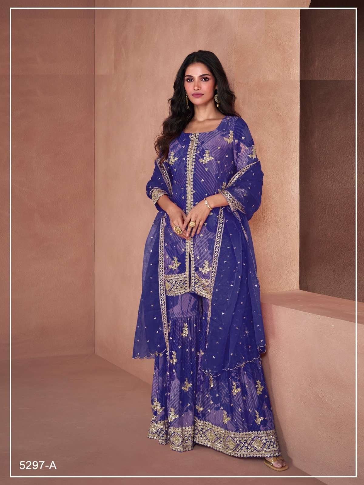 DESIGNER WEDDING PARTY WEAR REAL GEORGETTE FANCY BLUE SALWAR SUIT JG LOTUS 5297 D