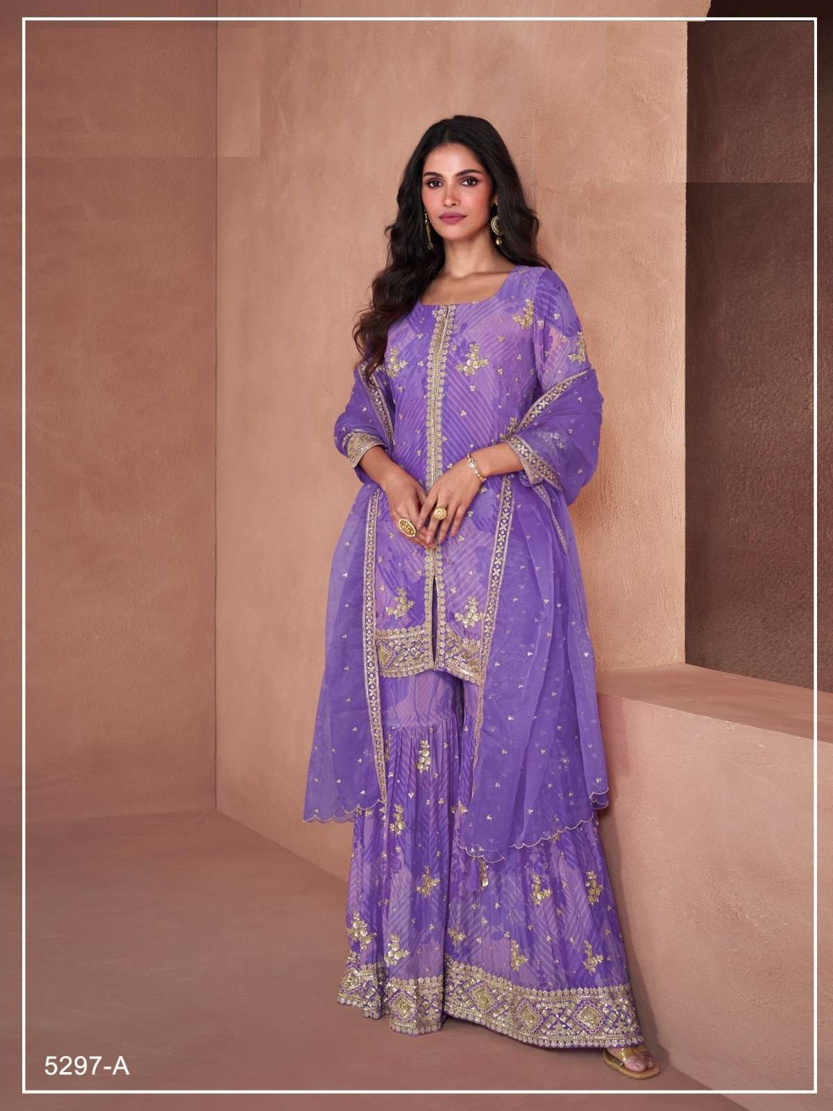 DESIGNER WEDDING PARTY WEAR REAL GEORGETTE FANCY PURPLE SALWAR SUIT JG LOTUS 5297 A