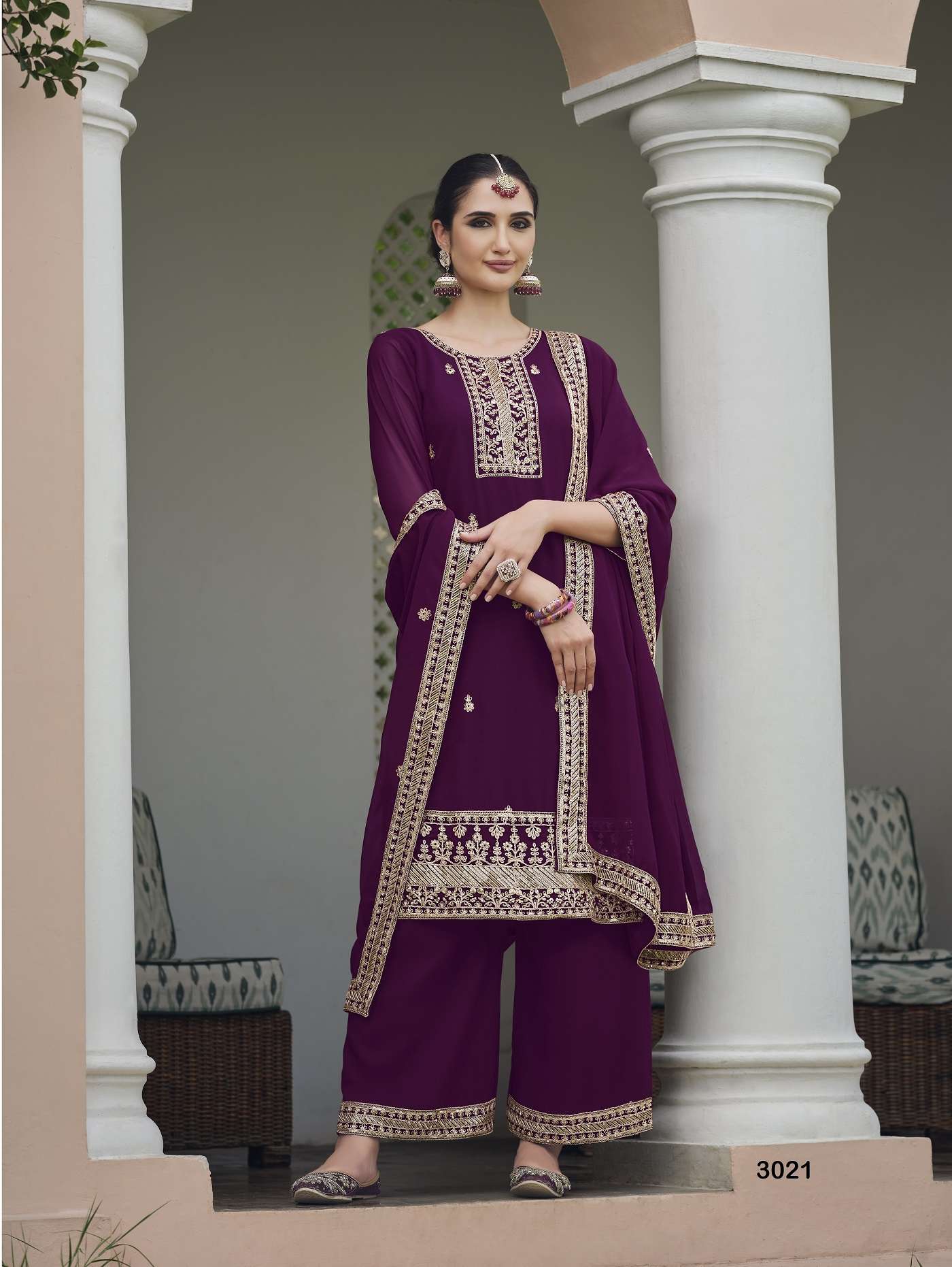 INDIAN DESIGNER FANCY WEDDING PARTY WEAR GEORGETTES PALLAZO SHARARA SALWAR SUIT SENHORA AMYRA 3021