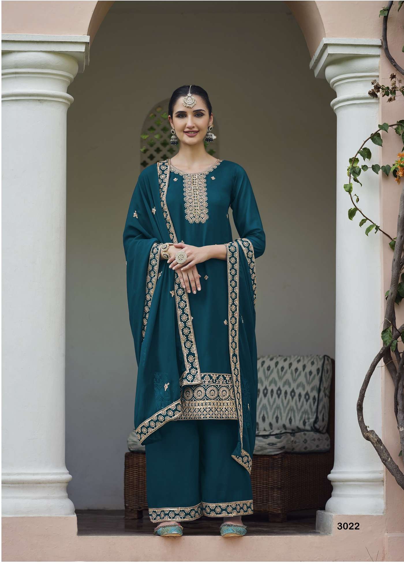 INDIAN DESIGNER FANCY WEDDING PARTY WEAR GEORGETTES PALLAZO SHARARA SALWAR SUIT SENHORA AMYRA 3022