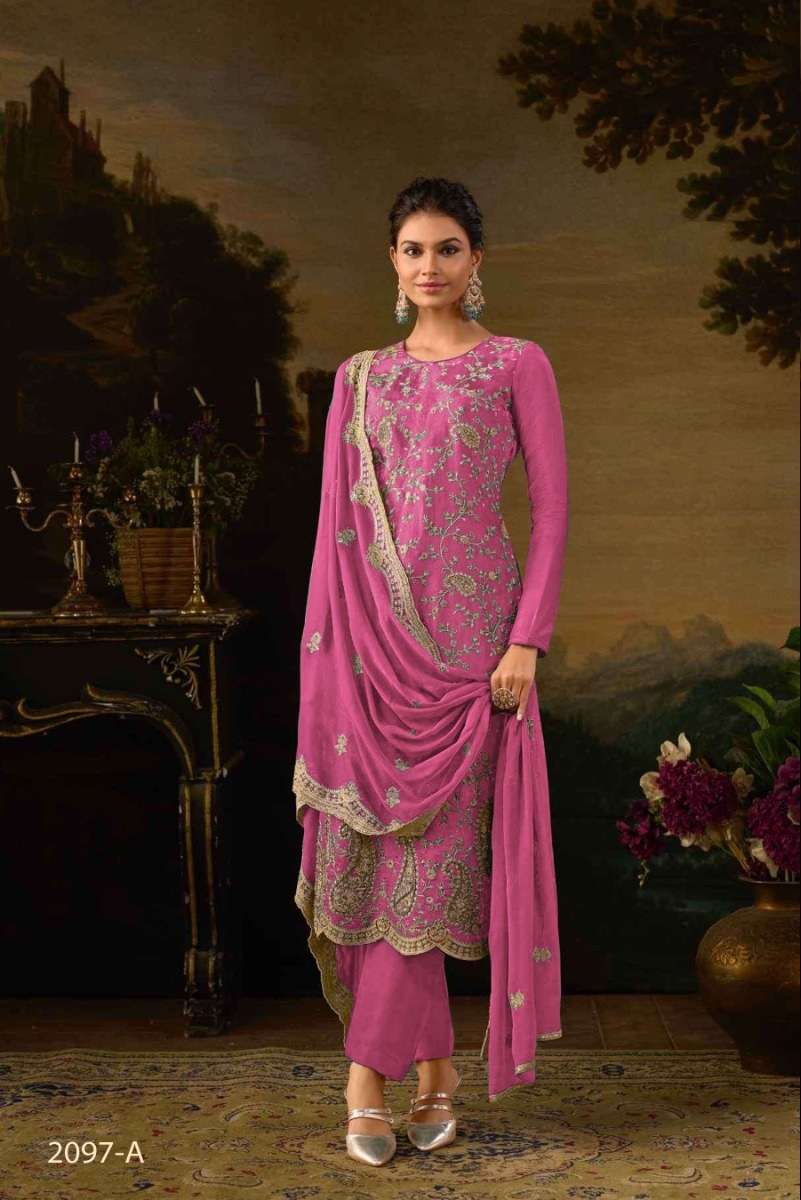 INDIAN DESIGNER FANCY WEDDING PARTY WEAR PINK SILK STRAIGHT SALWAR SUIT CPR 2097 A