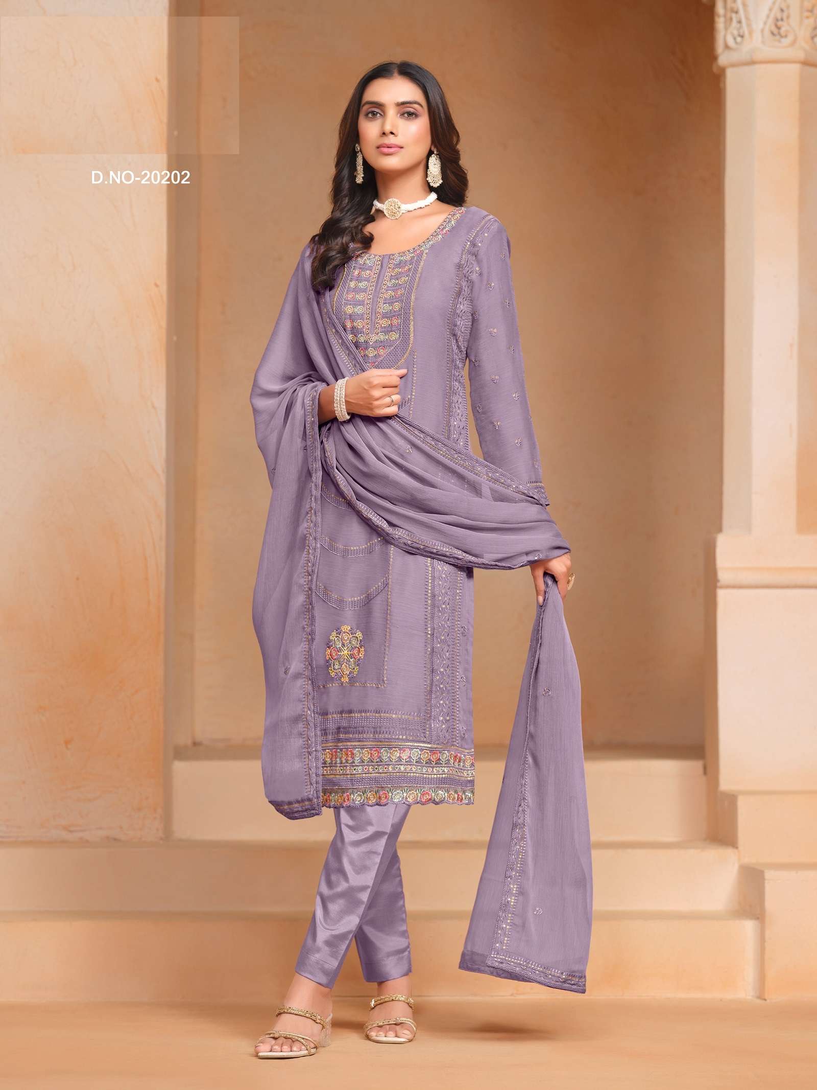 INDIAN DESIGNER FANCY WEDDING PARTY WEAR PURPLE ORGANZA CHIFFON STRAIGHT SALWAR SUIT ANY 20202