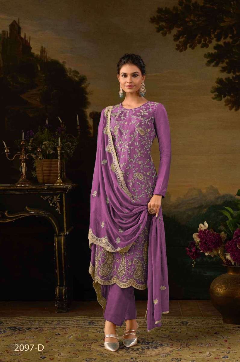 INDIAN DESIGNER FANCY WEDDING PARTY WEAR PURPLE SILK STRAIGHT SALWAR SUIT CPR 2097 D