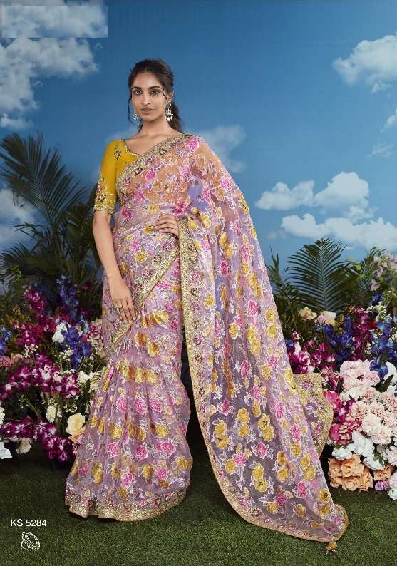 DESIGNER FANCY WEDDING PARTY WEAR INDIAN BRASSO PINK SILK SAREE COLLECTION SM KM BAGHICHA 5284