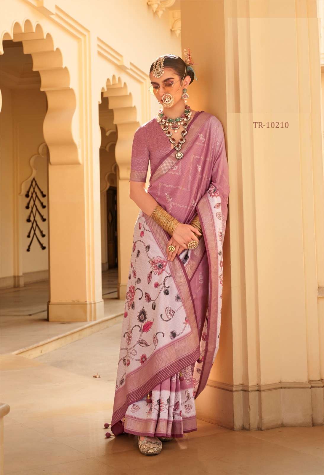 DESIGNER FANCY WEDDING PARTY WEAR INDIAN PINK SILK SAREE COLLECTION SM TRIRATH 10210