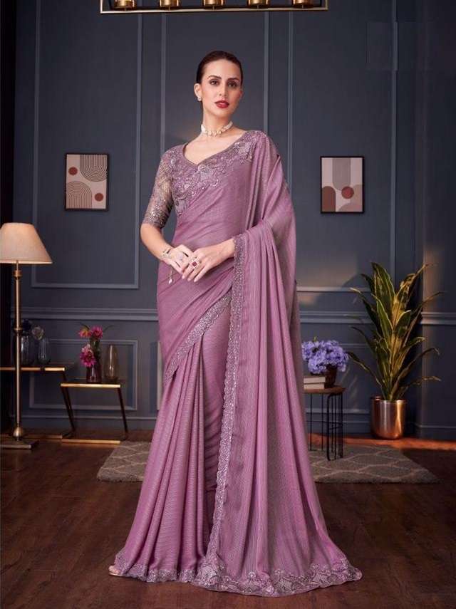 DESIGNER FANCY WEDDING PARTY WEAR INDIAN SARTIN SILK DEEP PINK SAREE COLLECTION SM TFH 30014