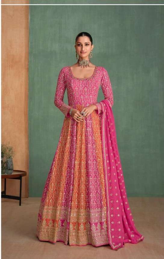 DESIGNER WEDDING PARTY WEAR HEAVY REAL GEORGETTE ANARKALI SALWAR SUIT GOWN AF 5656