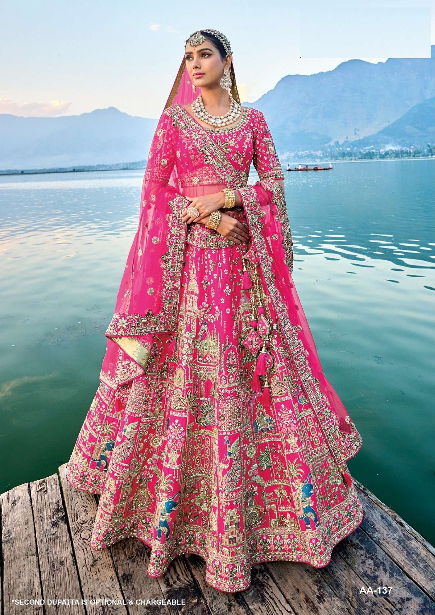 DESIGNER FANCY WEDDING WEAR INDIAN HEAVY SILK PINK BRIDAL LEHENGA CHOLI WITH HAND WORK SM AANARA 137