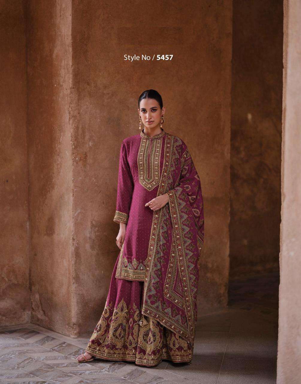 DESIGNER WEDDING PARTY WEAR HEAVY CREPE SILK PINK SHARARA SALWAR SUIT SY NOORANI 5457