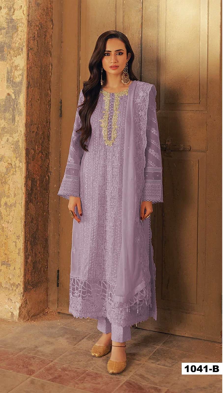 INDIAN DESIGNER FANCY WEDDING PARTY WEAR LAVENDER PAKISTANI GEORGETTE SALWAR SUIT SRH 1041 B