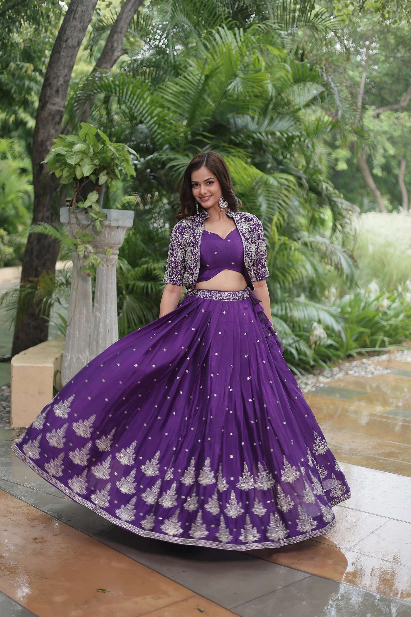 DESIGNER FANCY KOTI WITH PURPLE ANARKALI SKIRT LEHENGA COLLECTION LV 7128