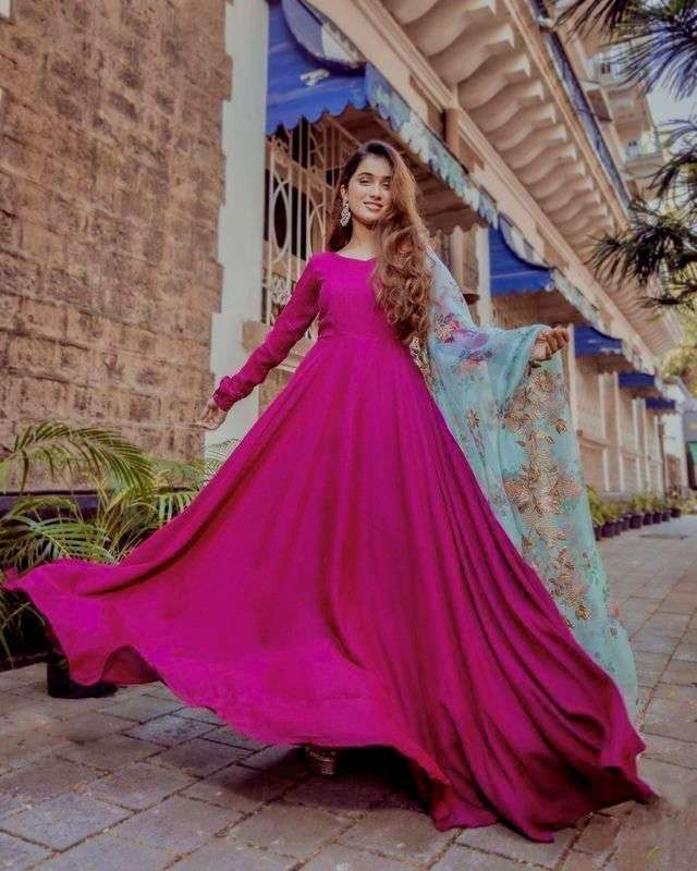 DESIGNER FANCY WEDDING PARTY WEAR BEUTIFUL PINK ANARKALI GOWN LV 9002