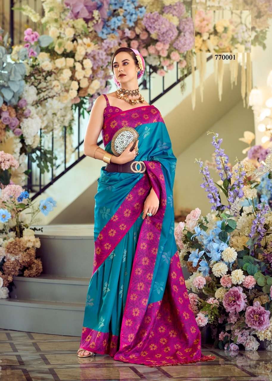 DESIGNER FANCY WEDDING PARTY WEAR INDIAN BLUE SILK SAREE COLLECTION SM RJPTH 770001